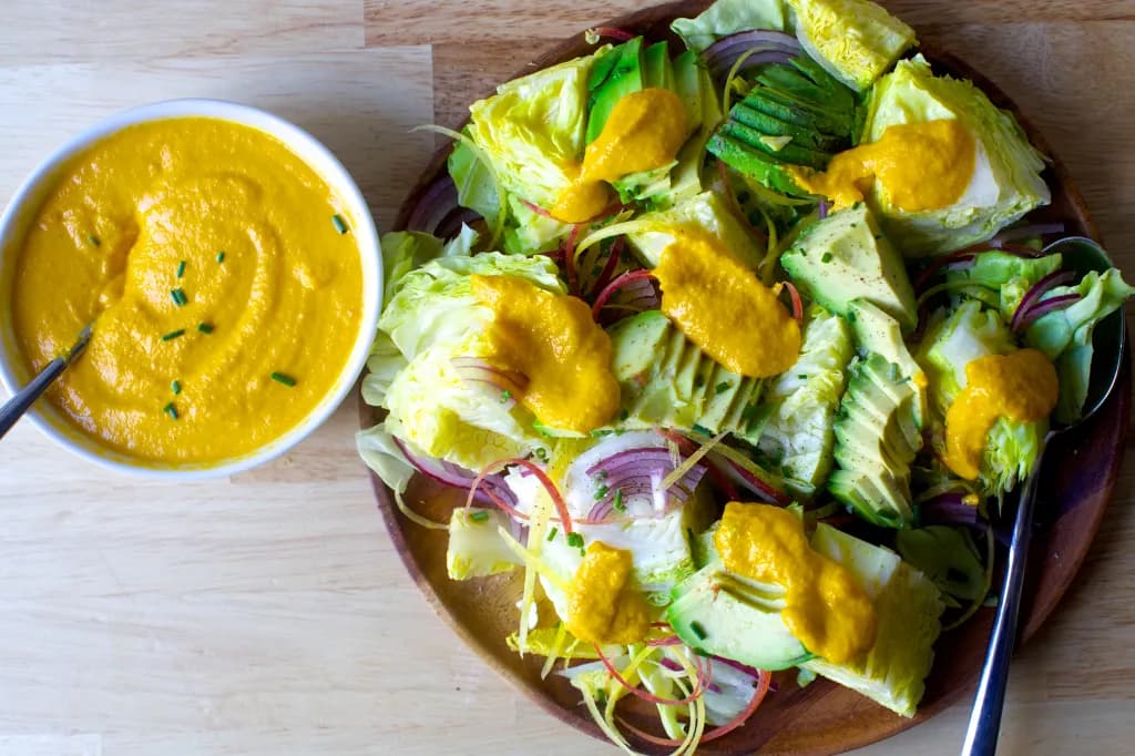 Avocado Salad with Carrot-Ginger Dressing