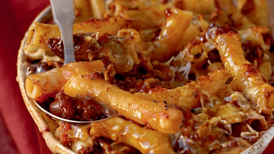 Baked Ziti with Spicy Pork and Sausage Ragu