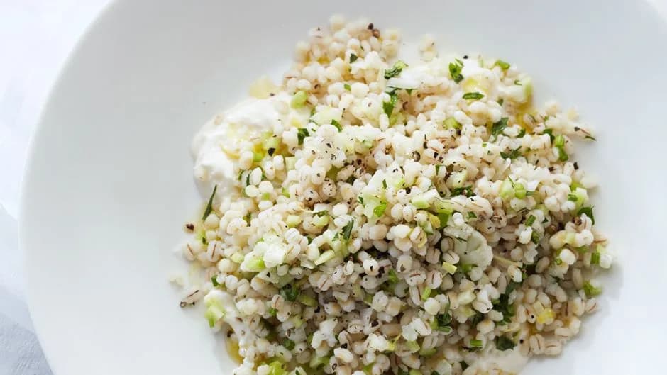 Barley, Cauliflower, and Herbs with Burrata
