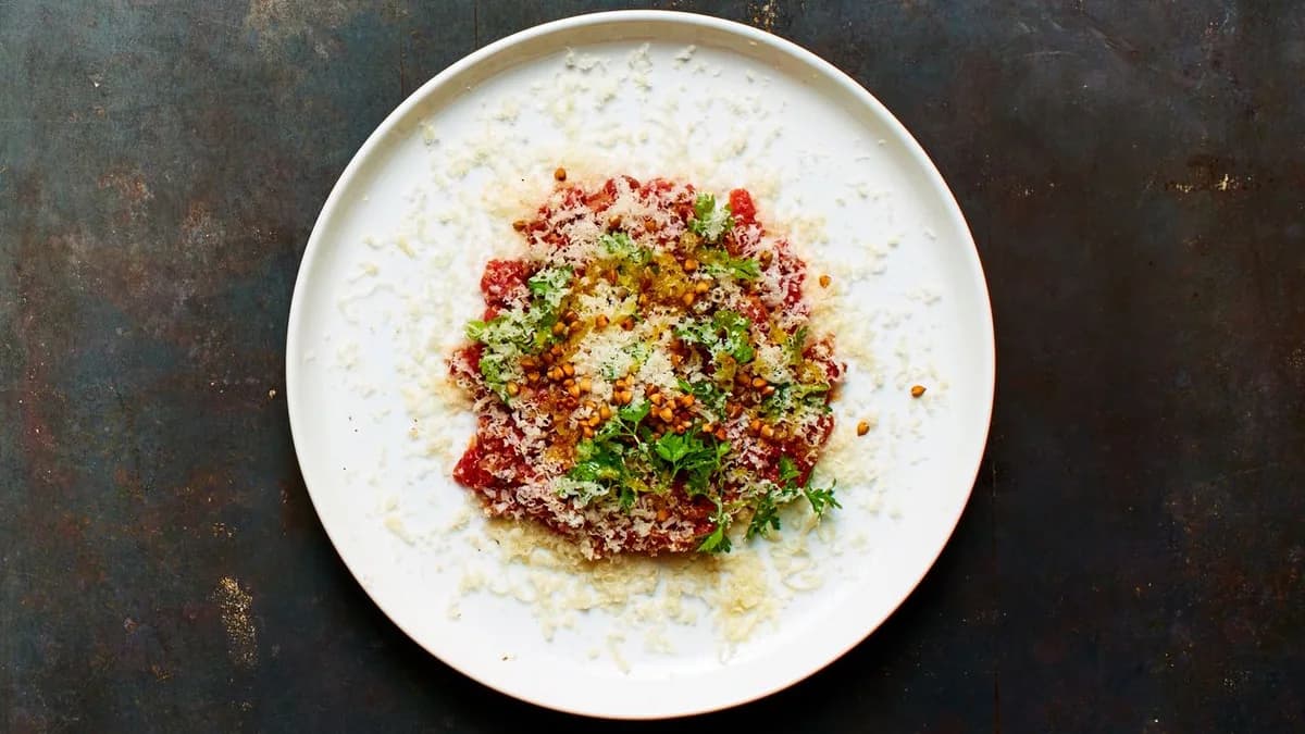 Beef Tartare with Smoked Cheddar