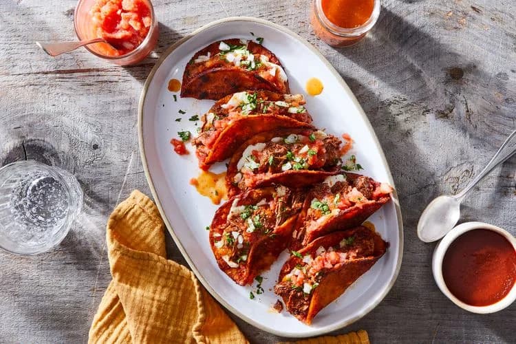 Birria De Res Tacos with Queso Oaxaca From Salvador Alamilla