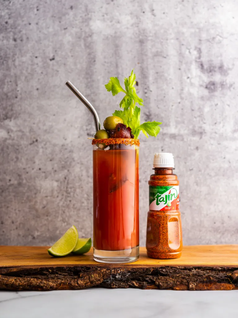 Bloody Mary with Candied Maple Bacon & Tajin