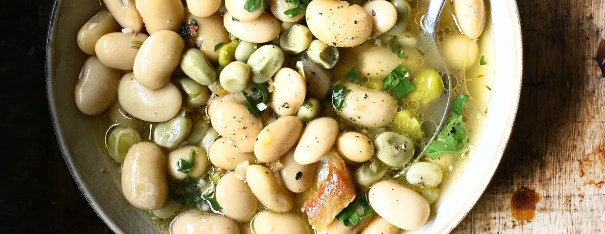 Brothy Beans with Garlic and Parmesan