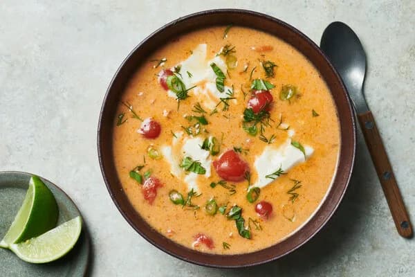 Brothy Thai Curry with Silken Tofu and Herbs
