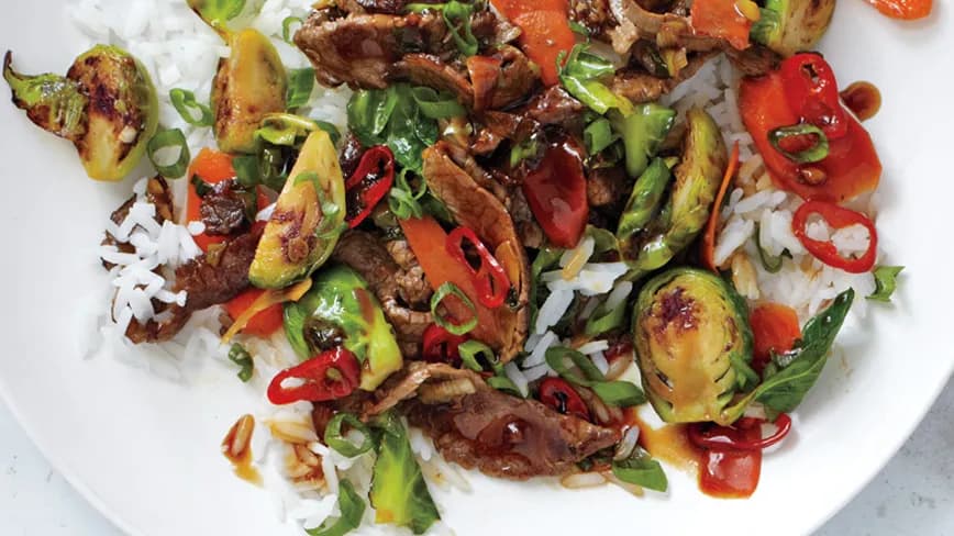 Brussels Sprouts and Steak Stir-Fry