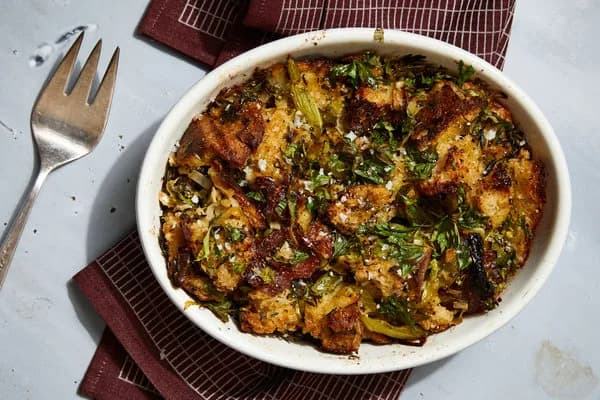 Buttered Stuffing with Celery and Leeks