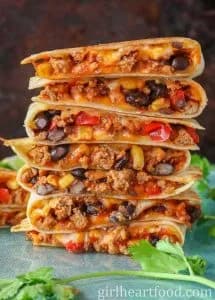Cheesy Ground Turkey Quesadillas
