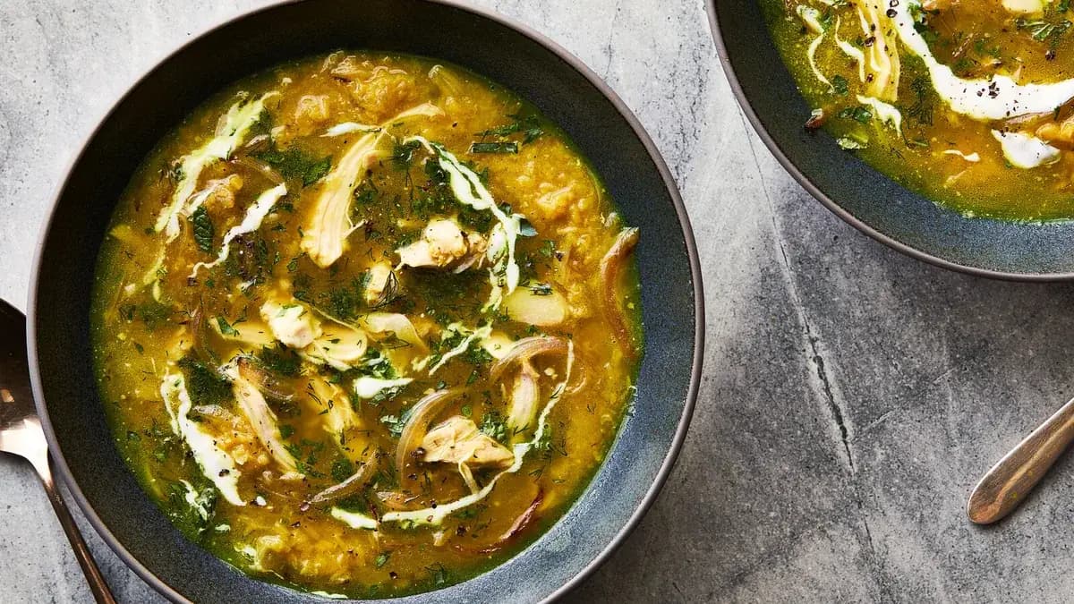 Chicken and Red Lentil Soup with Lemony Yogurt