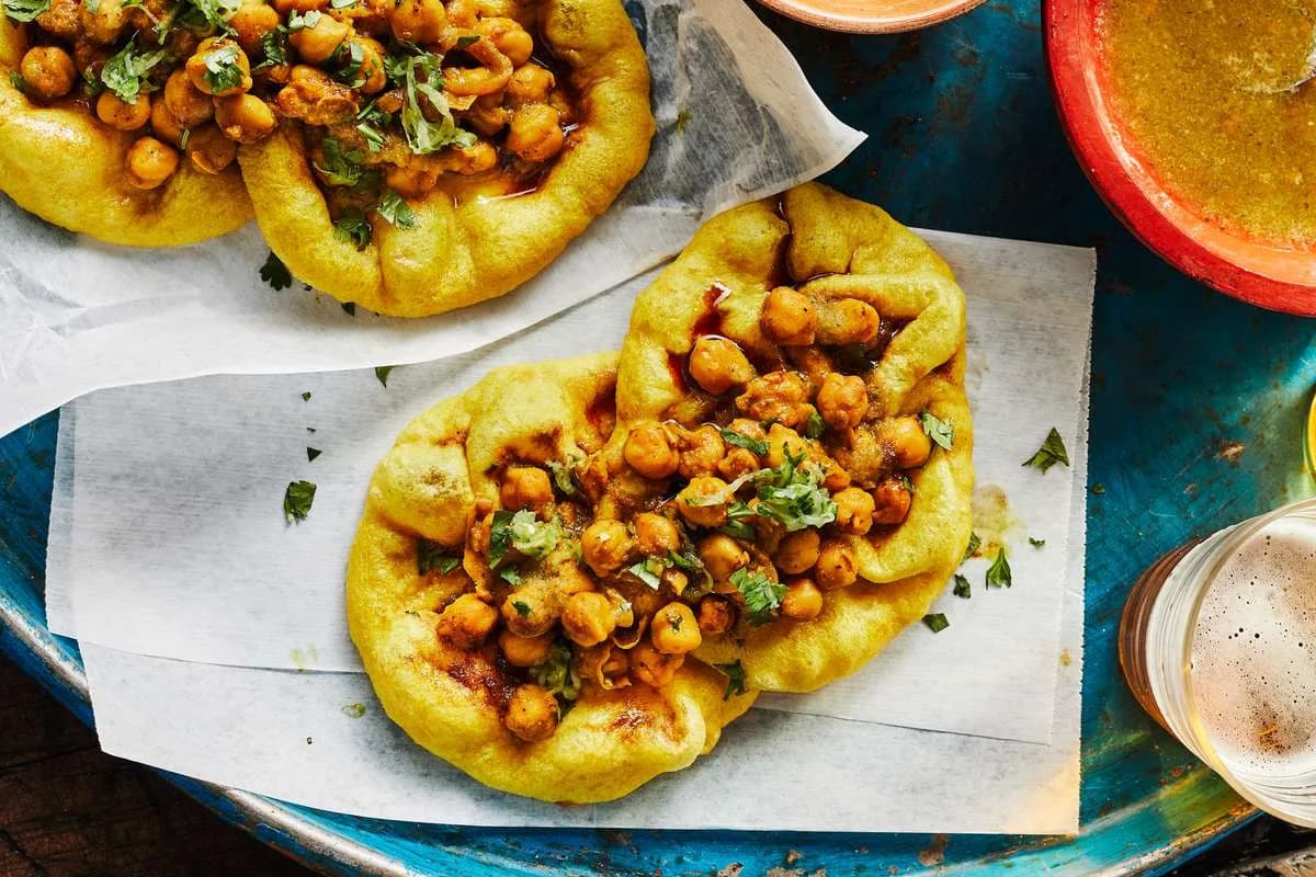 Chickpea Doubles with Tamarind and Scotch Bonnet Pepper Sauce