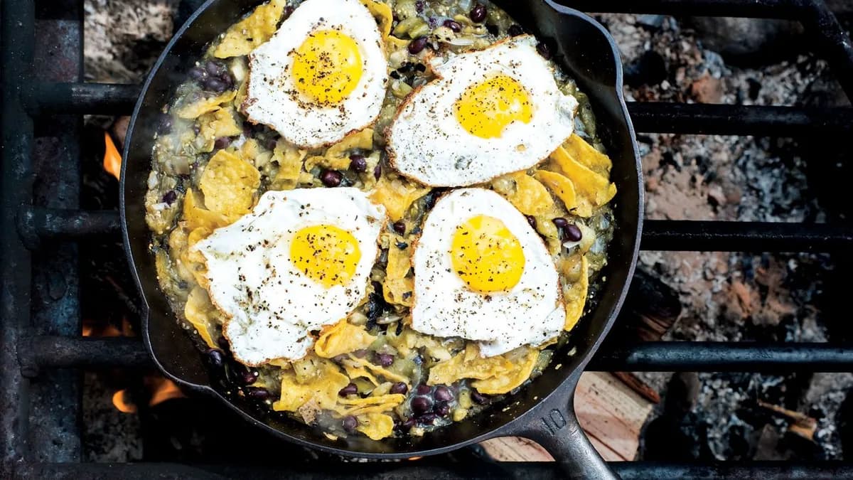 Chilaquiles with Blistered Tomatillo Salsa and Eggs