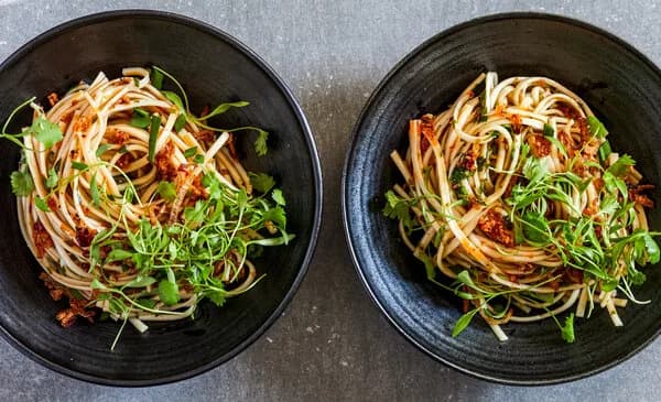 Chile-Oil Noodles with Cilantro