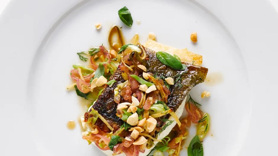 Chilean Sea Bass with Peanuts and Herbs