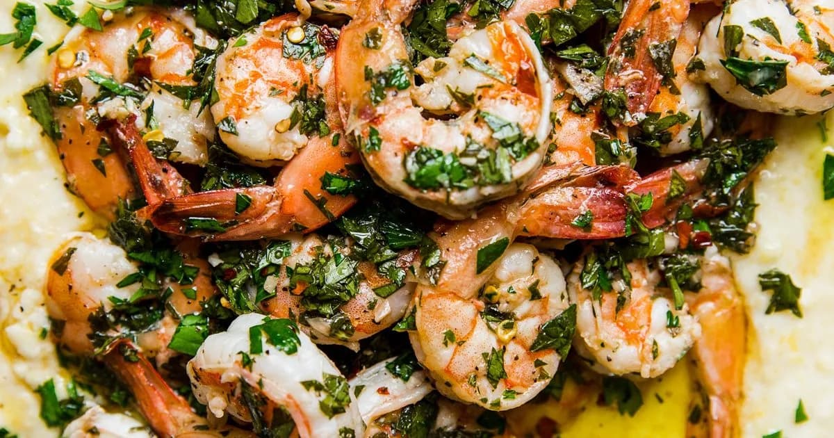 Chimichurri Shrimp with Creamy Polenta