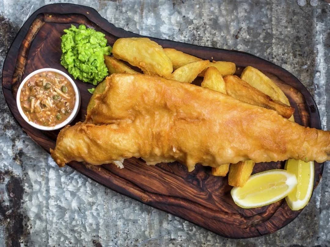 Classic Beer Battered Fish and Mushy Peas