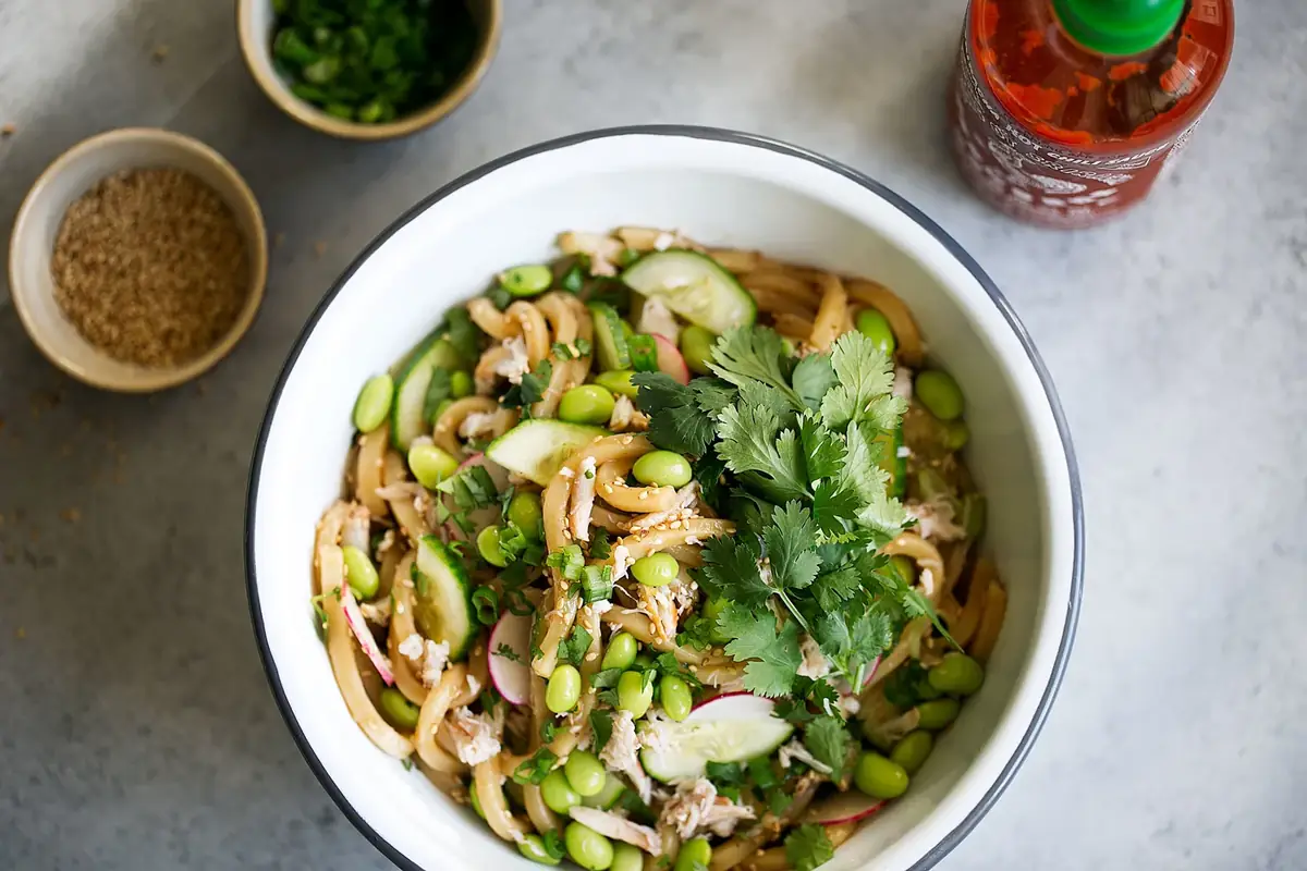 Cold Sesame Udon Noodles with Crab