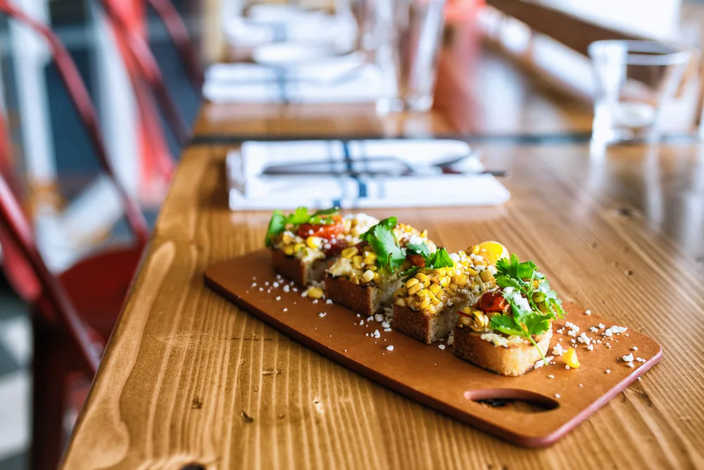 Corn bruschetta