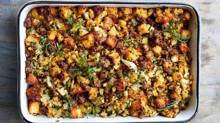 Cornbread Dressing with Sausage and Fennel