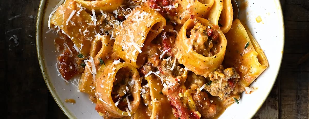 Creamy Beef Bolognese with Roasted Peppers