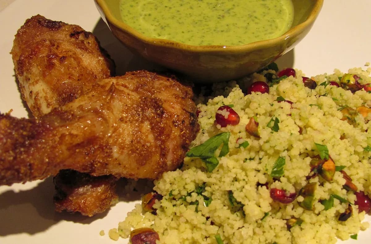 Crisp Spiced Chicken with Hummus Vinaigrette