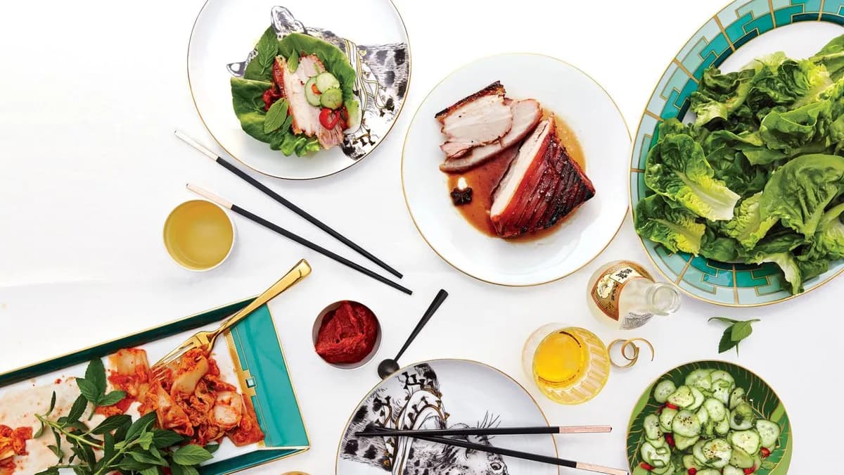 Crispy Pork Lettuce Wraps with Spicy Cucumbers