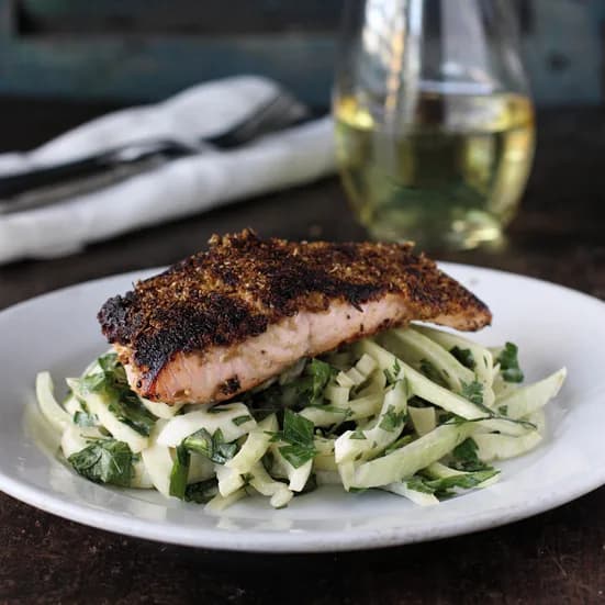 Cumin-Fennel Rubbed Salmon with Fennel-Parsley Salad