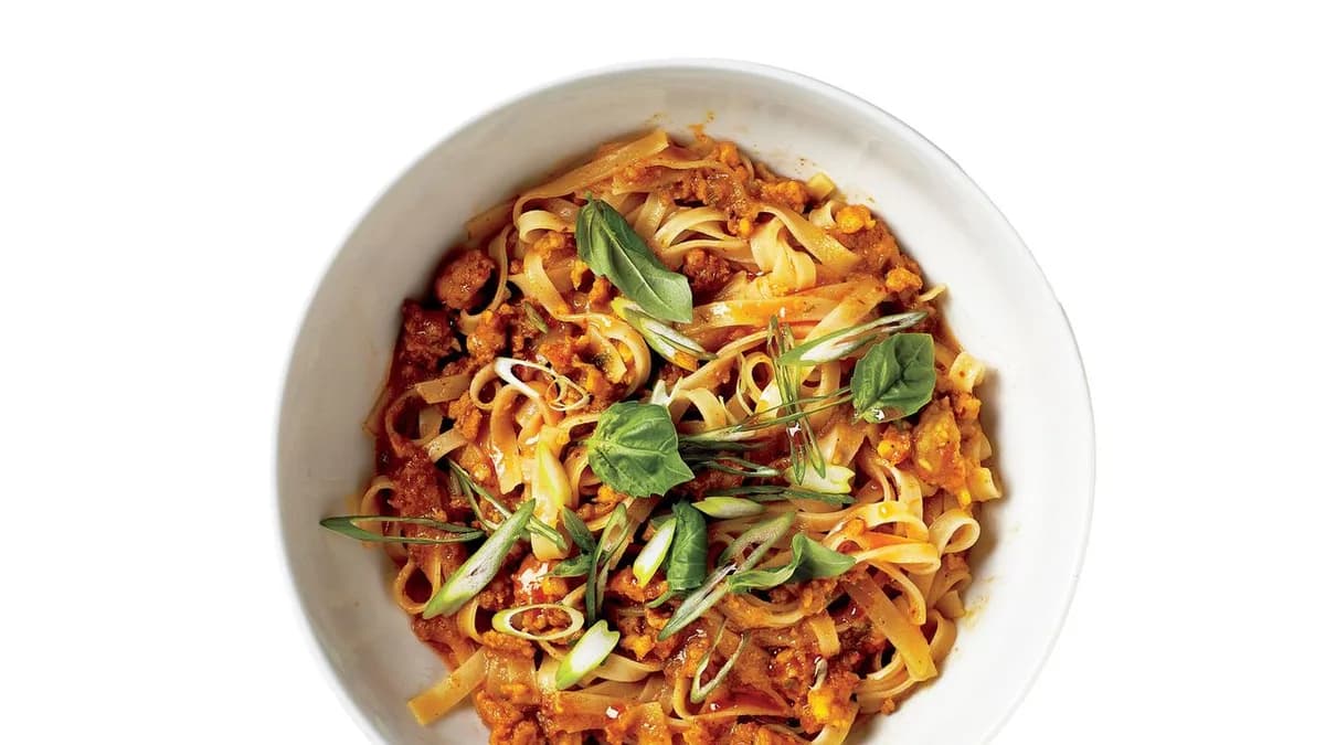 Curried Ground Shrimp and Noodles