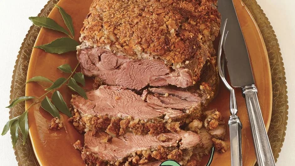 Delhi-Style Yogurt-Marinated Lamb with Nut Crust