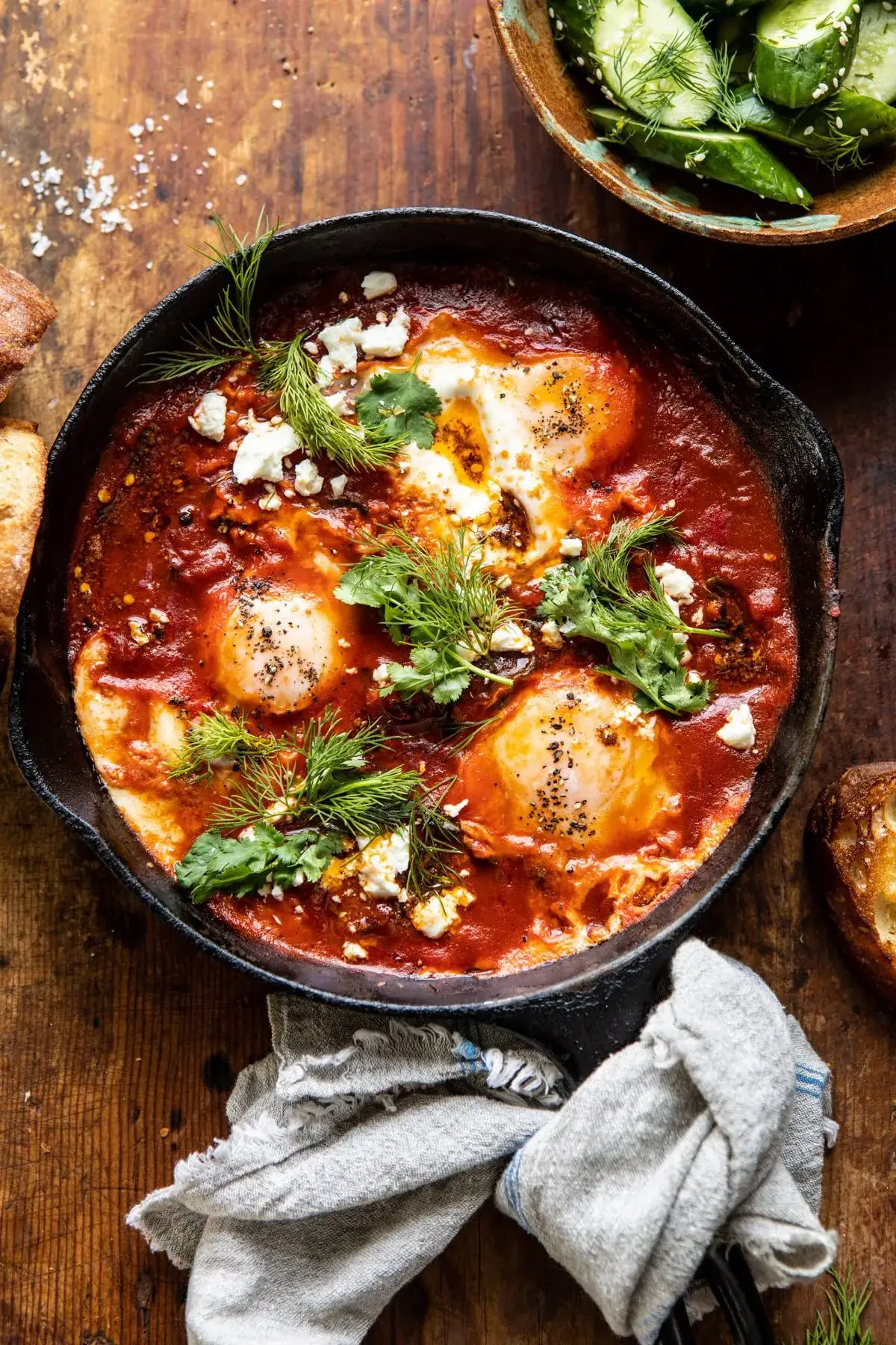 Eggs in Purgatory with Chile Butter and Feta