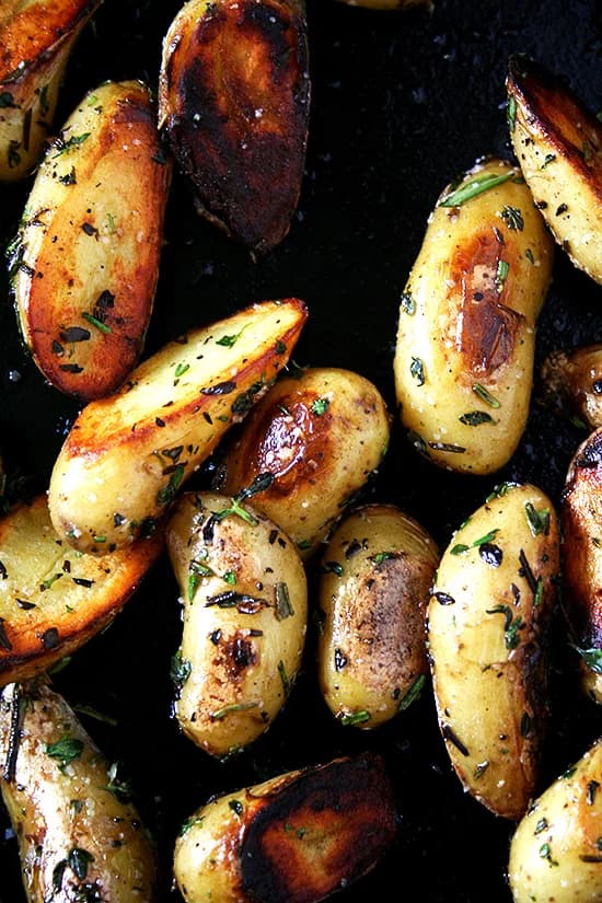 Fingerling Potatoes with Rosemary and Thyme, Crispy or Not