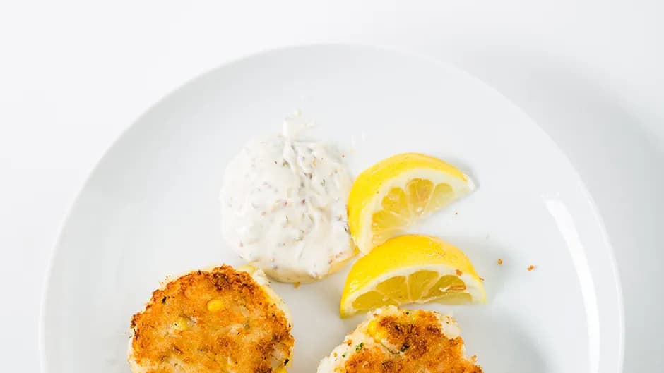 Fish and Corn Cakes with Tartar Sauce