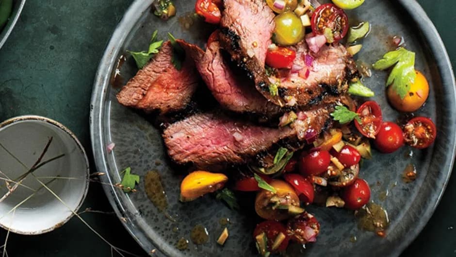 Flank Steak with Bloody Mary Tomato Salad