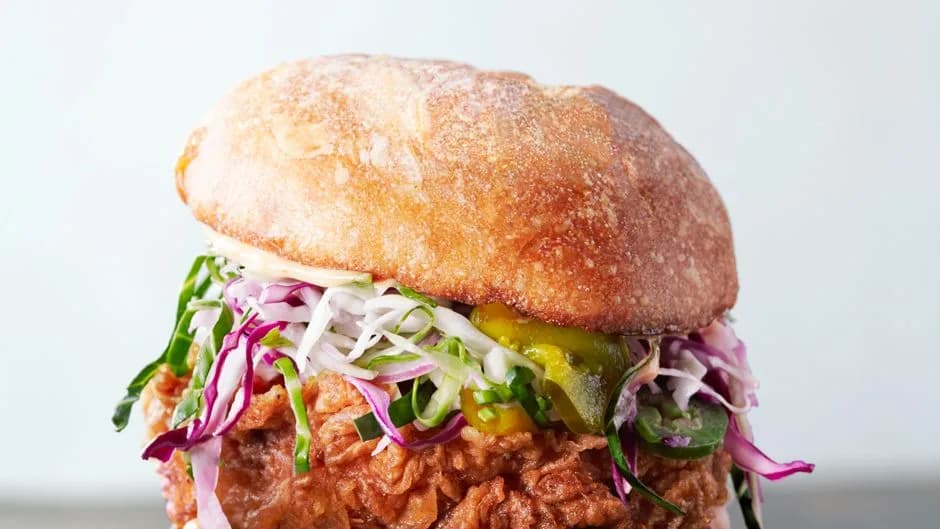 Fried Chicken Sandwiches with Slaw and Spicy Mayo