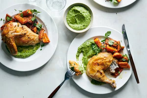 Garlic Chicken with Guasacaca Sauce
