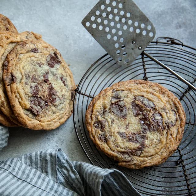 Giant Crinkled Chocolate Chip Cookies