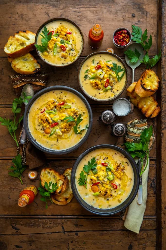 Grilled Corn & Market Veggie Chowder