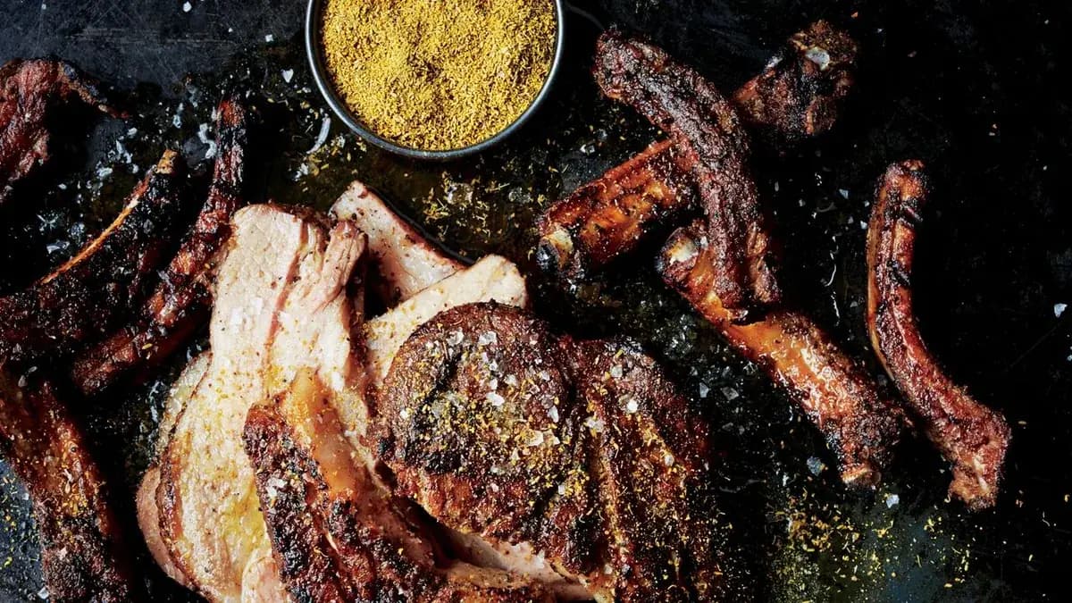 Grilled Fennel-Rubbed Triple-Cut Pork Chops