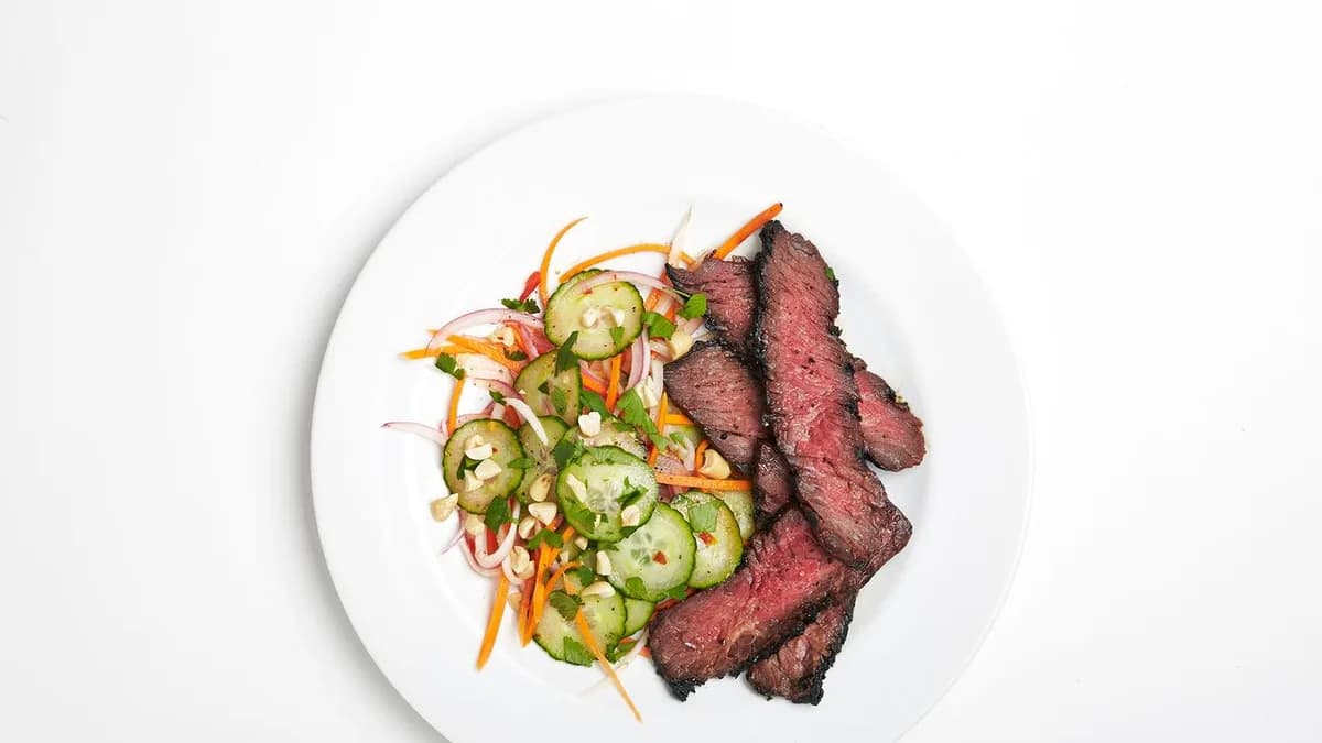 Grilled Hanger Steak with Cucumber Salad