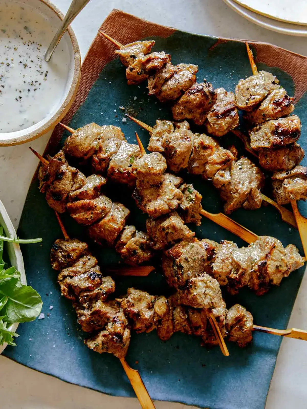 Grilled Lamb Kabobs with Mint-Yogurt Sauce