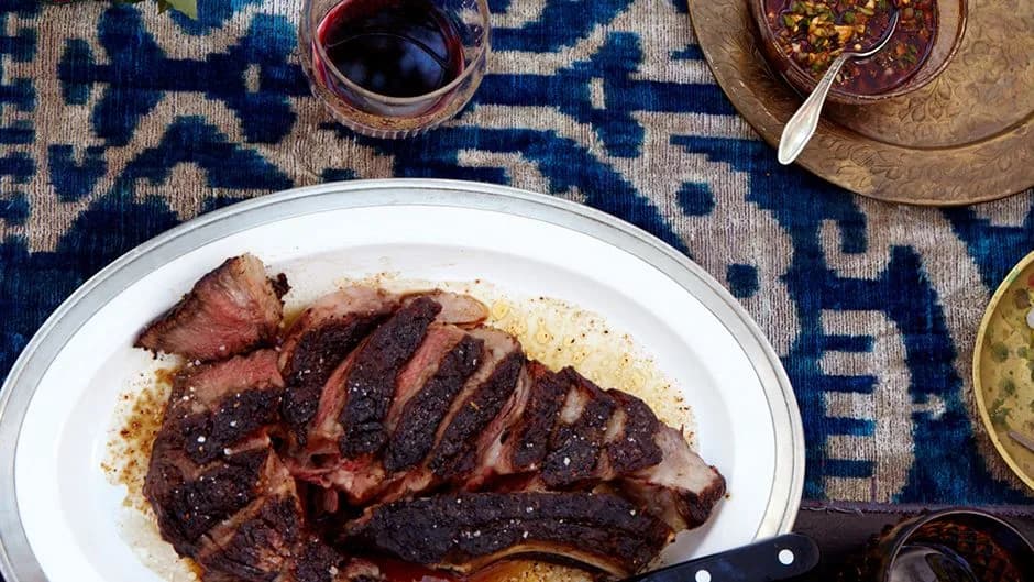 Grilled Rib Eye with Paprika Vinaigrette