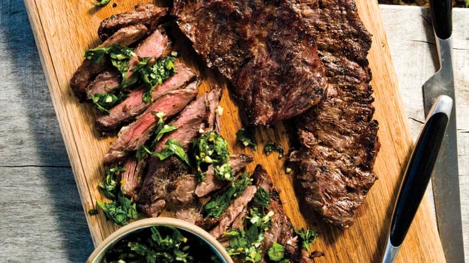 Grilled Skirt Steak with Herb Salsa Verde