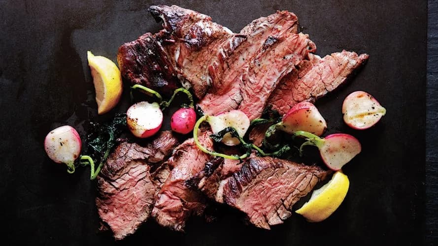 Grilled Steak and Radishes with Black Pepper Butter