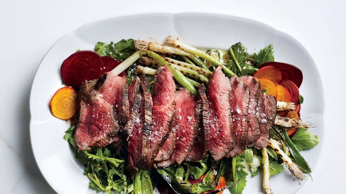 Grilled Steak Salad with Beets and Scallions