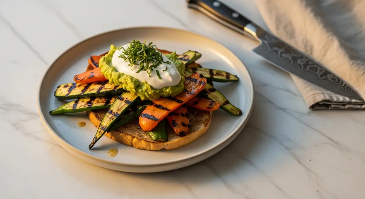 Grilled Summer Vegetables with Avocado-Yogurt Dip