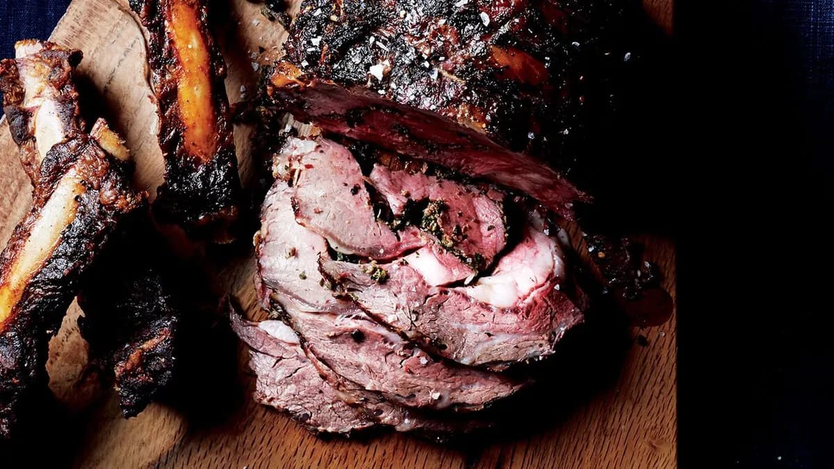 Horseradish-and-Parsley-Stuffed Rib-Eye Roast