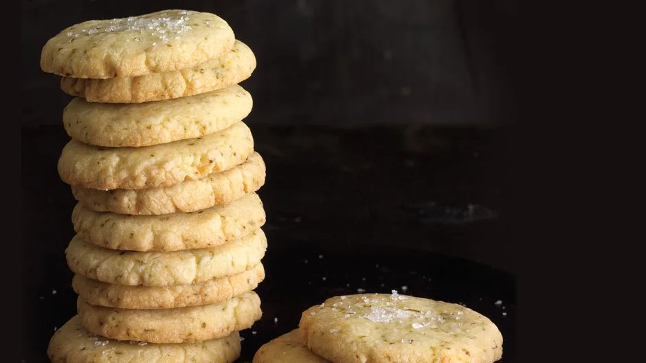 Lemon-Lime Basil Shortbread Cookies
