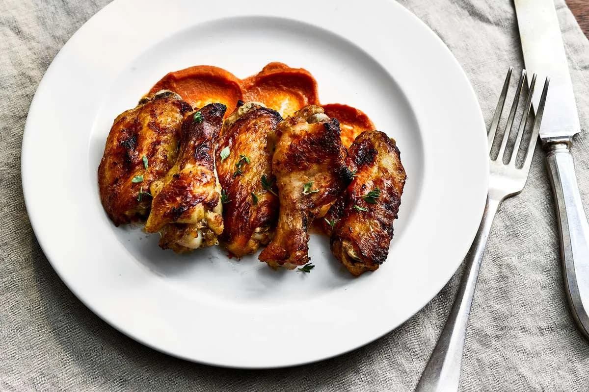 Limoncello-Marinated Chicken Wings with Pepperoni Sauce