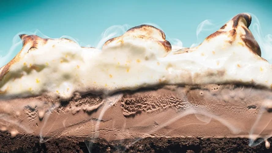 Mexican Chocolate Ice Cream Cake with Orange Meringue