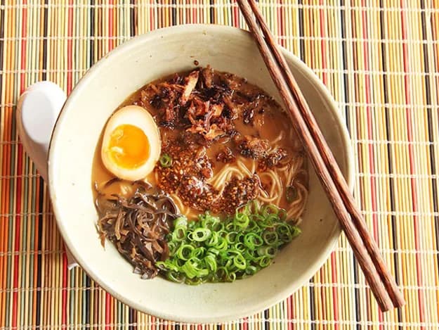 Miso Ramen with Crispy Pork and Burnt Garlic-Sesame Oil