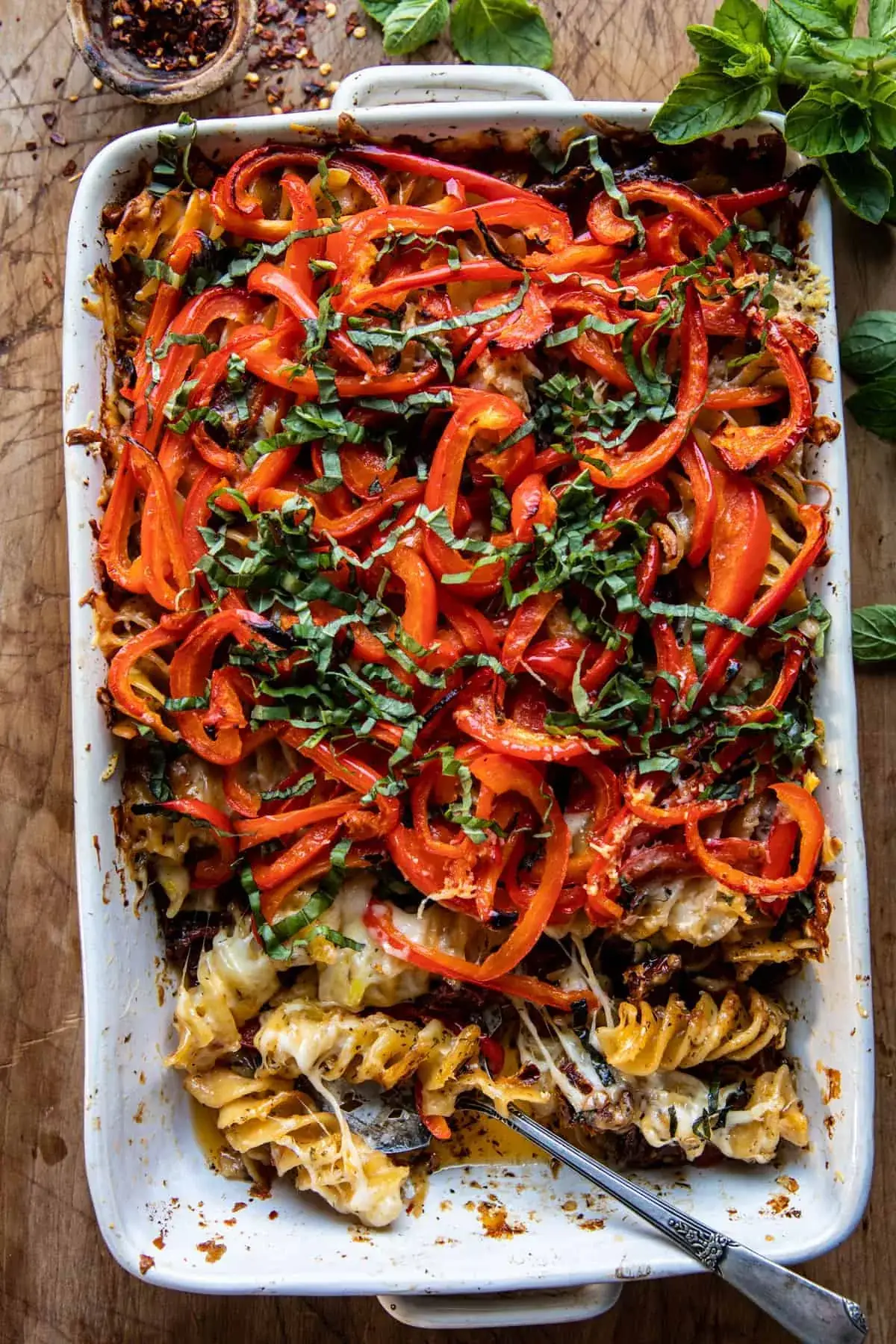 One Pan Baked Cheesy Basil Pasta