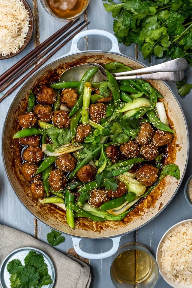 One Pan Sticky Asian Meatballs